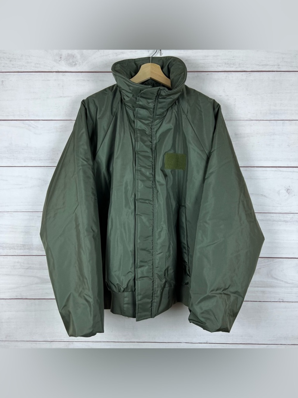 Vintage US Military Cold Weather Jacket Mens Large Green Full Zip Nitrile Coated
